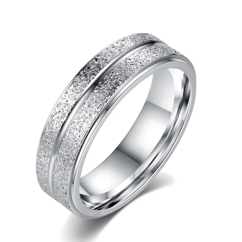 

Fashion Wedding Rings Double Frosted Ring Silver Color Titanium Steel Punk Jewelry Gifts For Women Mens Jewellery Accessories