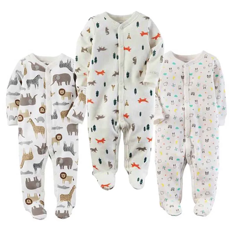 Bébé garçon fille foot pyjamas Original coton printemps vêtements de nuit 1 pièce Pja mère Animal noël combinaison bébé ensembles