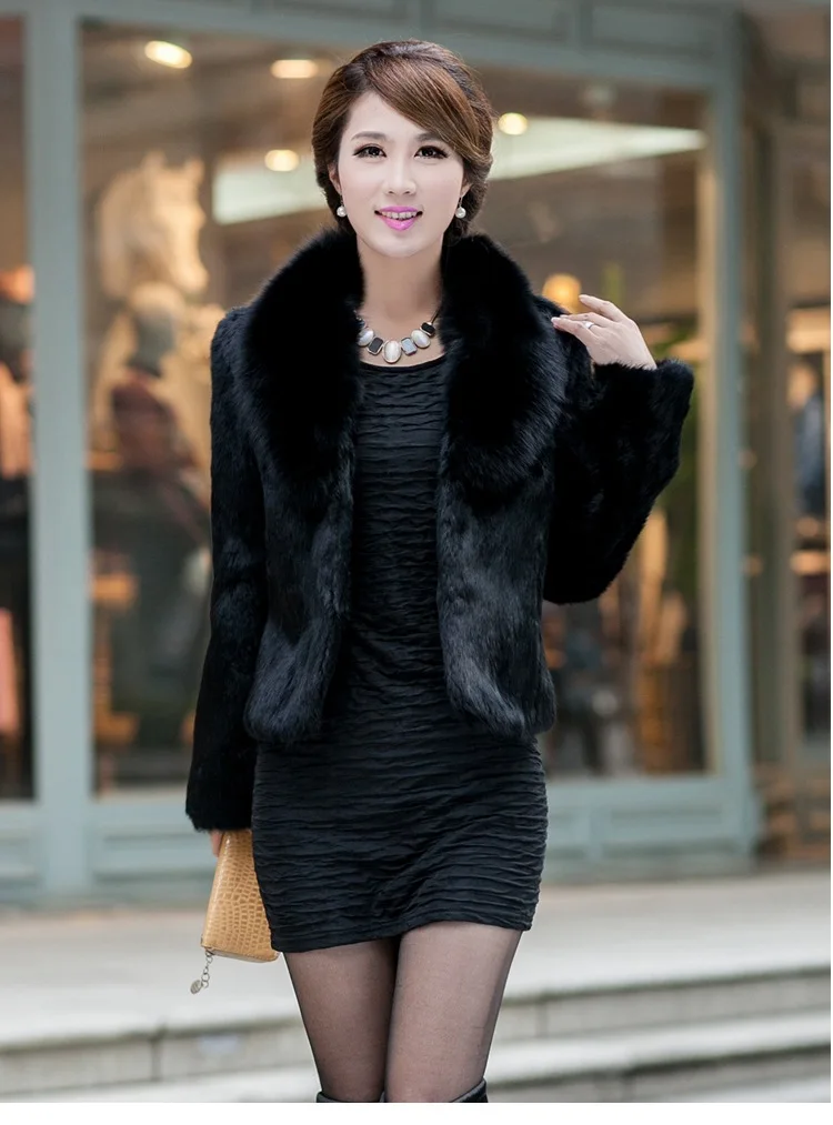 short black faux fur jackets ladies