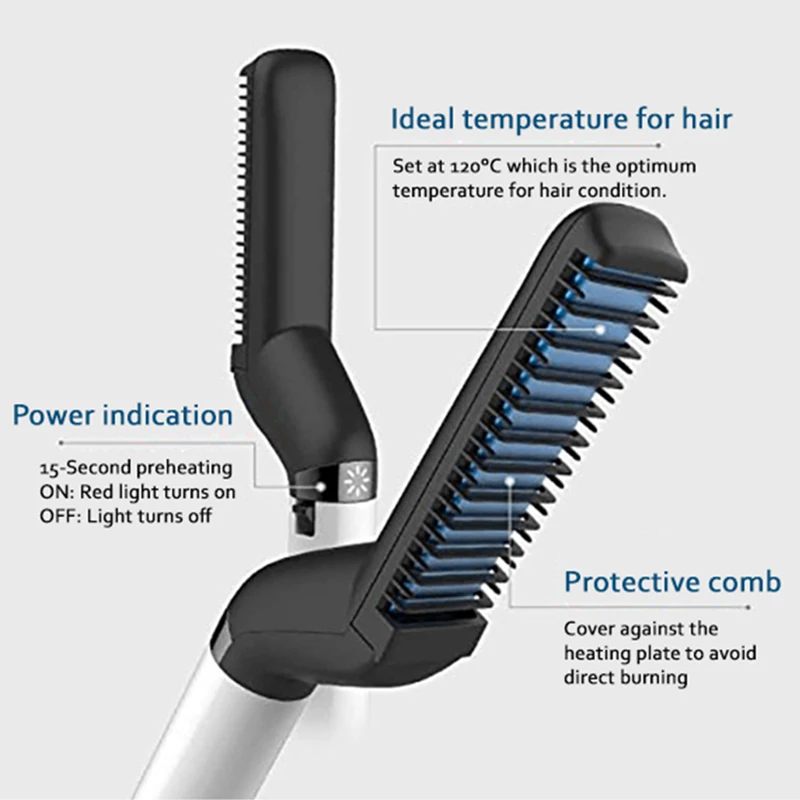 

Quick Hair Styler Comb Curling Iron Volumize Flatten Side Straighten for Men Dropshipping DFA