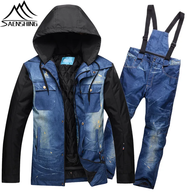 

SAENSHING Winter Ski Suit Men Mountain Skiing Suit Waterproof Thicken Warm Ski Jacket Snowboard Pants Outdoor Snowboarding Suits