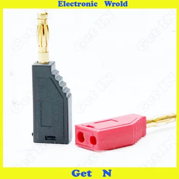 Cheap 500pcs 4mm Banana Plug Jack One All Pure Copper Gold Plated Gun Type Connector Socket Hole Stackable H-2013