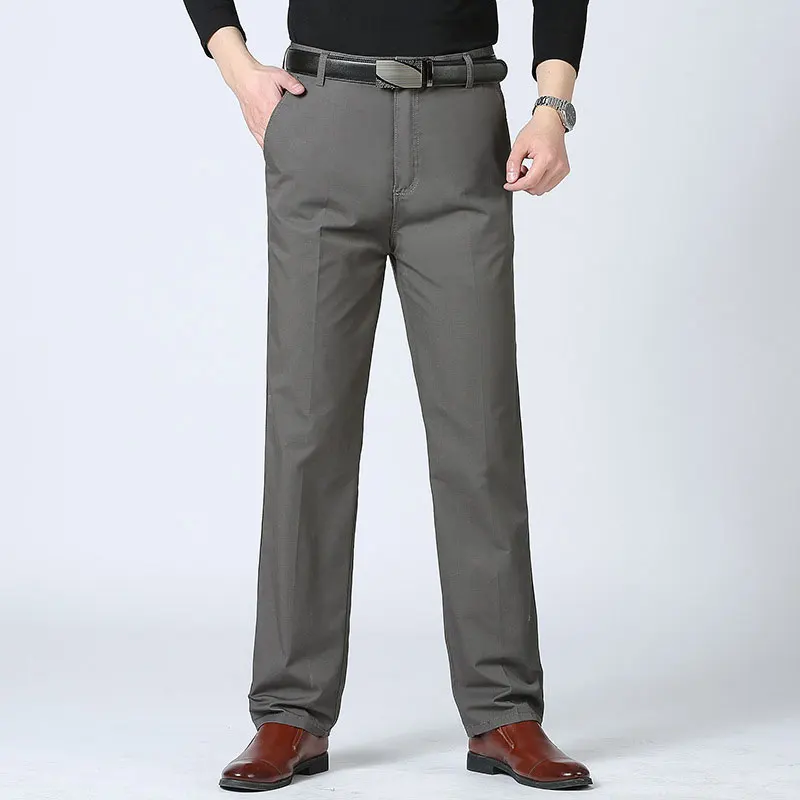 HORMETCI летние хлопковые мужские брюки легкие с высокой талией прямые деловые повседневные длинные брюки мужские - Цвет: dark grey