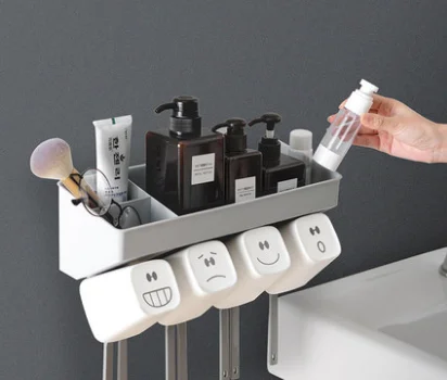 

Creative Bathroom Wall-mounted Toothbrush Holder Toothpaste Toothbrush Rack Toothbrush Hanging Cup Toothbrush Cup Set Q111