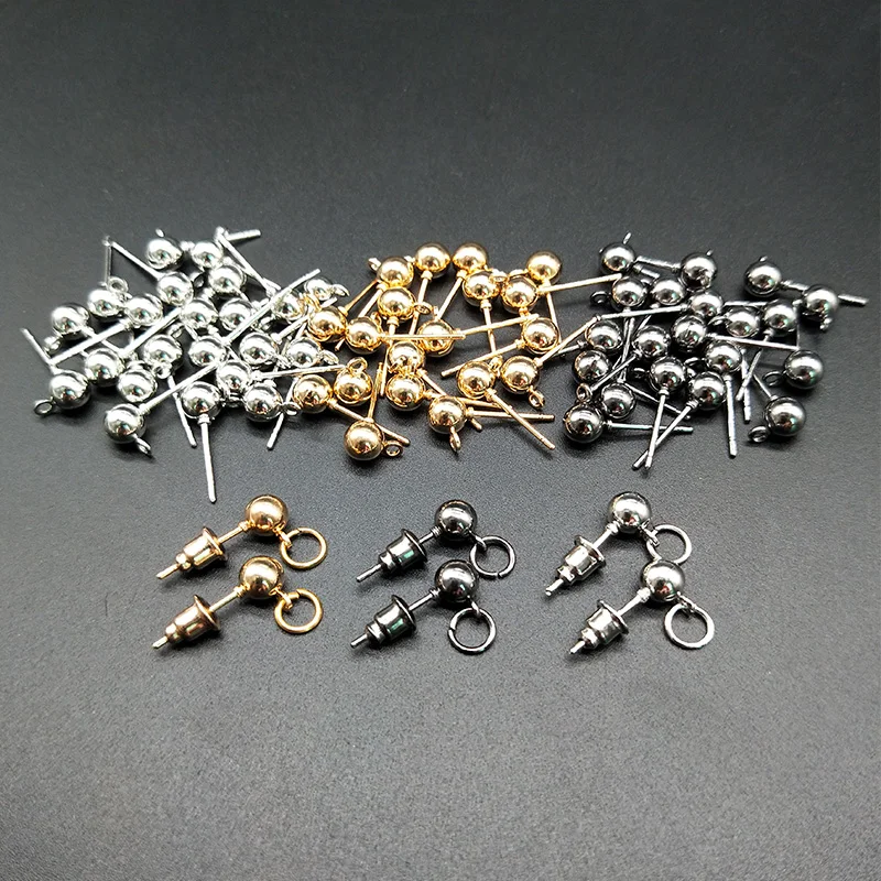 

DIY Earring Jewelry Accessories 30PCs Metal Ear Pins Ball Needles and 100pcs Earring Backs 100Pcs Open Circle Jump Rings
