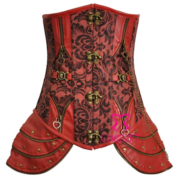 sexy-lingerie-abbigliamento-gotico-acciaio-ha-disossato-underbust-punk-corsetto-burlesque-bustier-rosso-dobby-mezzo-trainer-corsetti-cincher