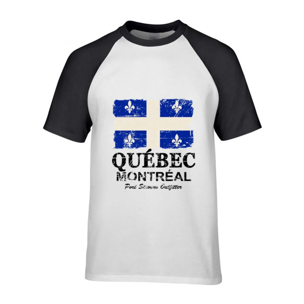 

Men's short Sleeve summer Quebec Flag T shrits Custom Bottoming Shirt Hip Hop Quebec Montreal T shirt Men Birthday Gift