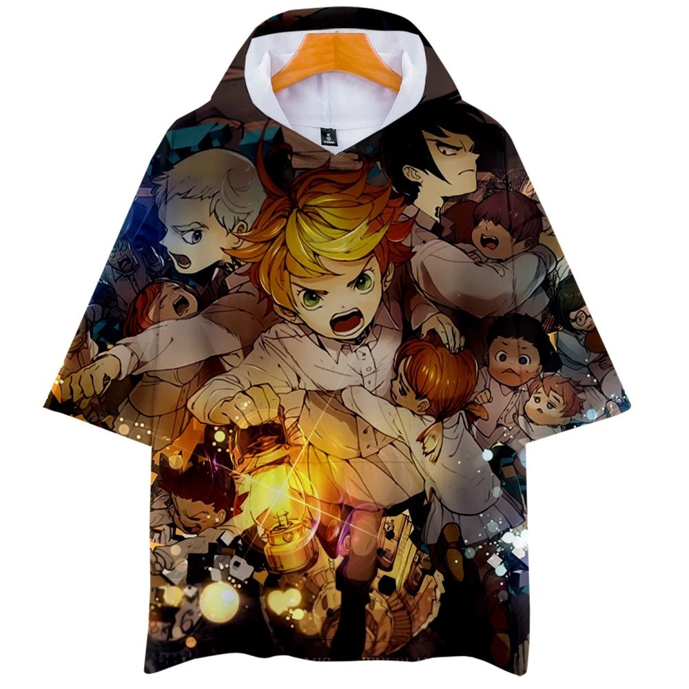 Модная футболка с капюшоном и короткими рукавами надписью Promised Neverland Emma cos