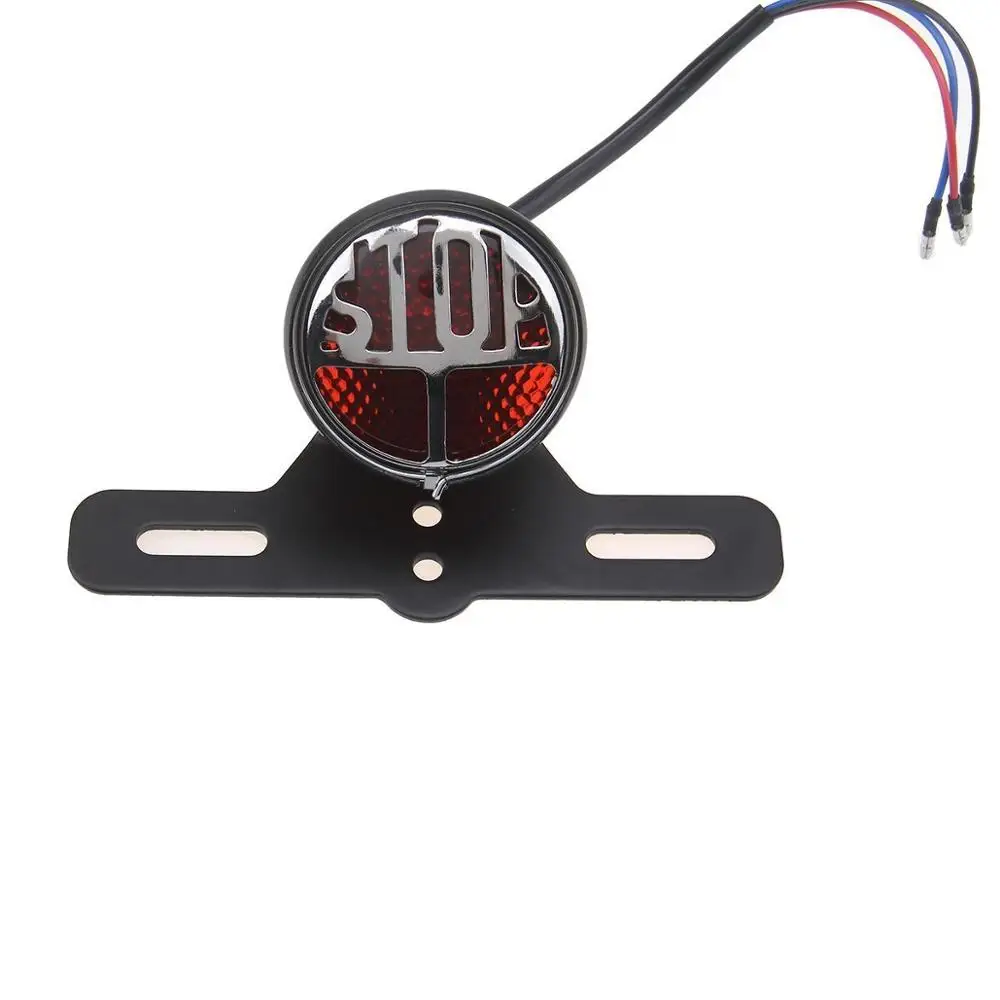 

Rear Vintage License Plate LED Stop Tail Light for Retro Chopper Cruiser Dyna Cafe Racer Project Motorbike Motorcycle Accessory