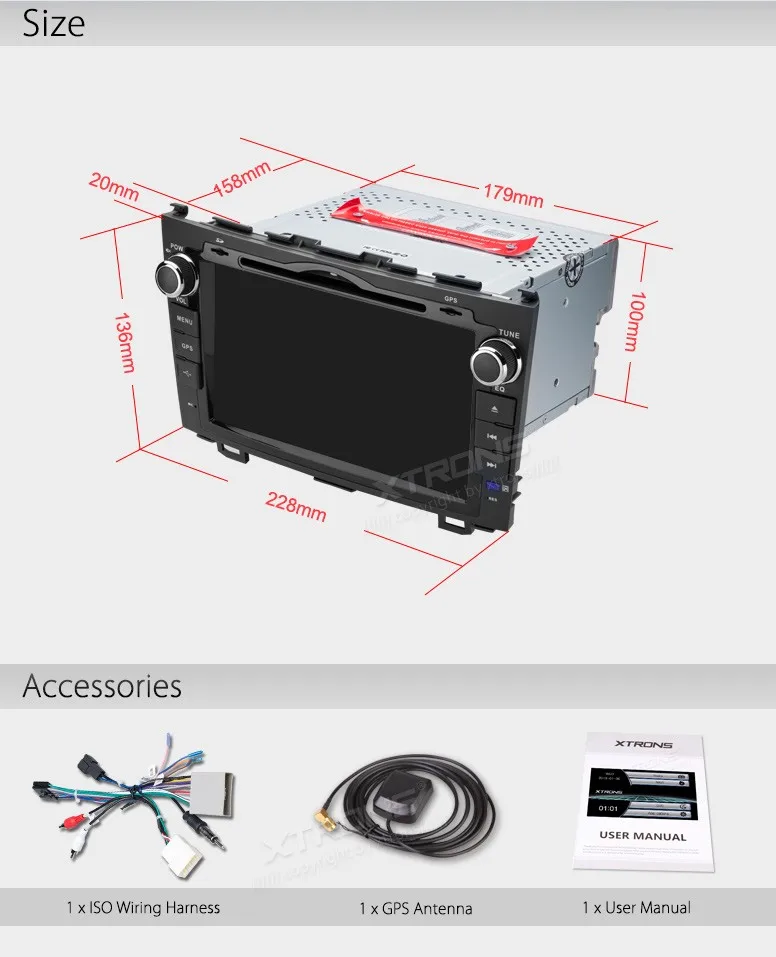 Flash Deal XTRONS 8" HD Digital Touch Screen 2 din Car Stereo Radio DVD Player GPS Steering Wheel For Honda CRV 2007 2008 2009 2010 2011 16