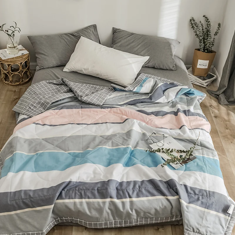 

New Niobomo Stripe Print Bedspread Summer Quilt Blanket Comforter Bed Cover Quilting Home Textiles Suitable for Children adult