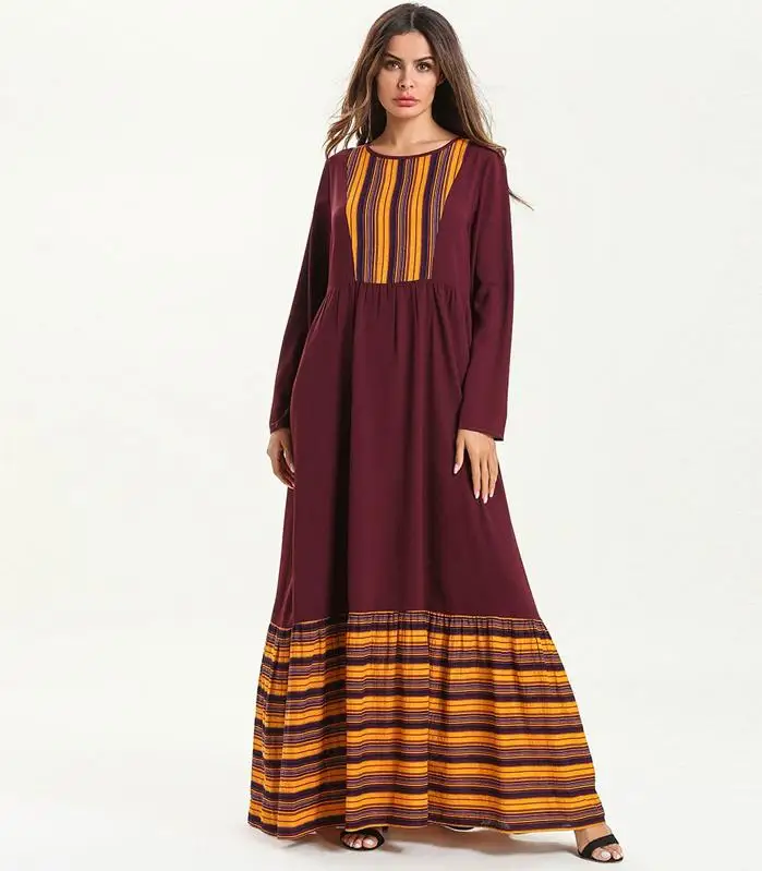 Vestidos Kaftan abaya Дубай, Турция исламский, Арабский мусульманский хиджаб платье abaya s женские Caftan Elbise Ramadan одеяние мусульмане Longue - Цвет: Brown