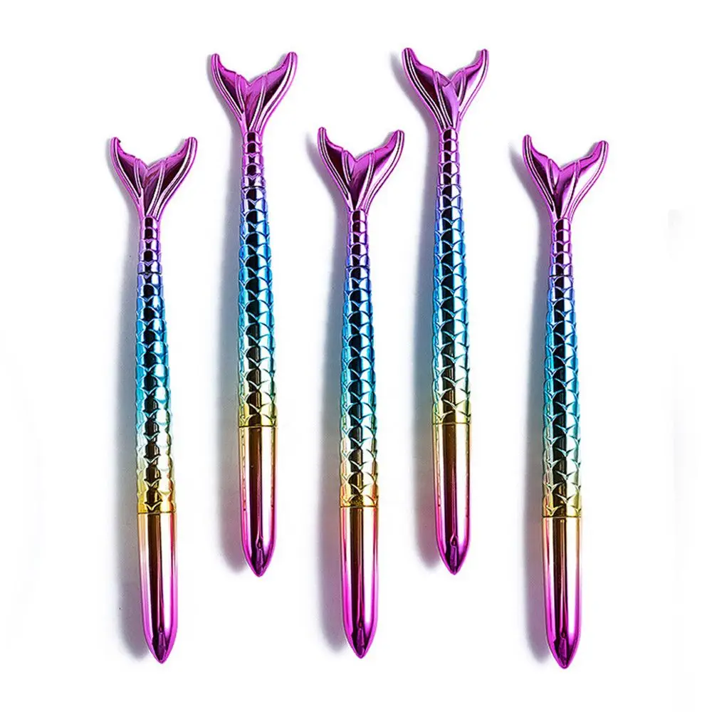 

2pcs Cute Gel Pen Kawaii Stationery Signature Pens Kids Gifts 0.38mm Fairy Mermaid Shape Black Ink Needle Writing Instrument