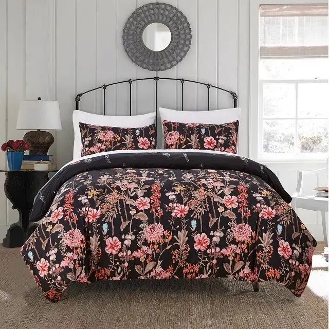 

2018 New USA Twin Queen king duvet cover sets 2/3pcs one set microfiber bedding set black and white base quilt cover set