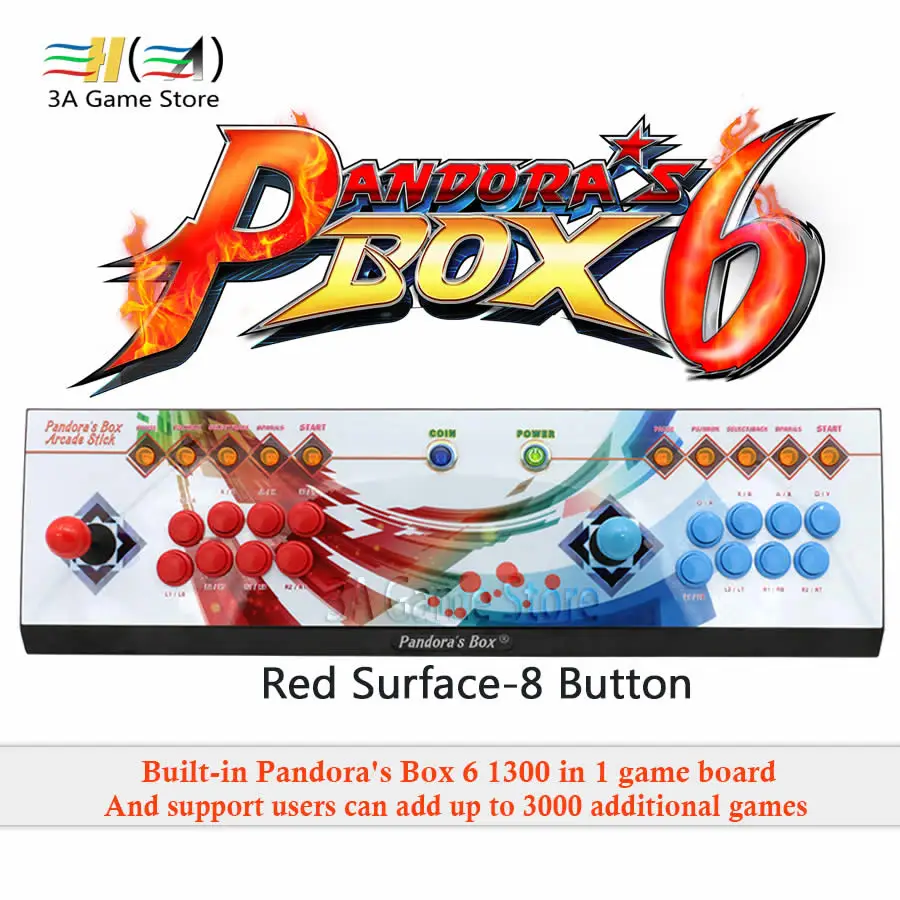 Pandora's Box 6 8 кнопок аркадная консоль 1300 в 1 можно добавить 3000 игр поддержка 3D
