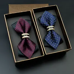 2 шт. модные Для мужчин галстук высокое качество Для мужчин свадебные металл галстук-бабочку Для мужчин в горошек и принтом бабочкой