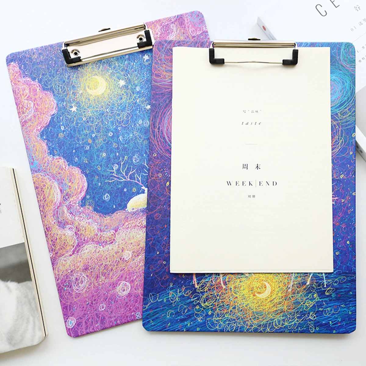 1pc New A4 Sized File Paper Cardboard Clipboard Office Writing Board Document Folder Random Color