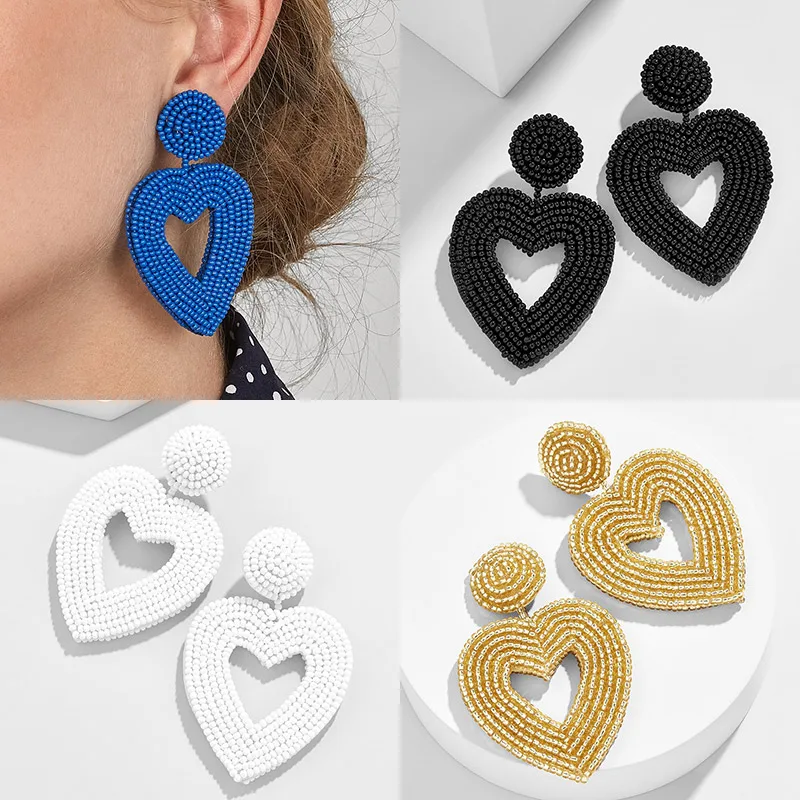 

Miwens Colorful Beads Drop Pendant Earring Lady Girl Geometric Heart Vintage Trendy Handmade Party Statement Jewelry Bijoux A508