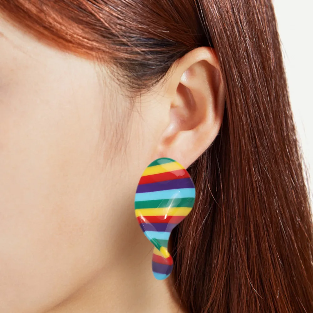 

European and American Retro Color Pattern Earnail Resin Leopard Pattern Korean Earrings Fashionable Female Jewelry In 2019