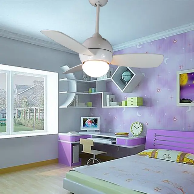 34inch Small Ceiling Fan Light With Remote Control White Children