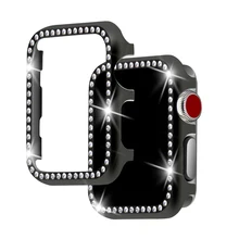 Алмазный чехол для часов Apple watch 4 3/2/1 44 мм/42 мм/40 мм/38 мм iwatch Защитная крышка Алюминий сплав с украшением в виде кристаллов в виде ракушки
