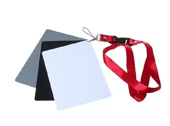 

3 in 1 Pocket-Size Digital Camera 18% White Black Grey Balance Cards with Neck Strap for Digital Photography