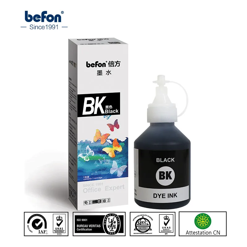 befon Black Refillable Dye Ink Refilled Kit Compatible for Brother DCP-T300 T300 300 500W 500 T700W T700 700W T800W Printer | Компьютеры и