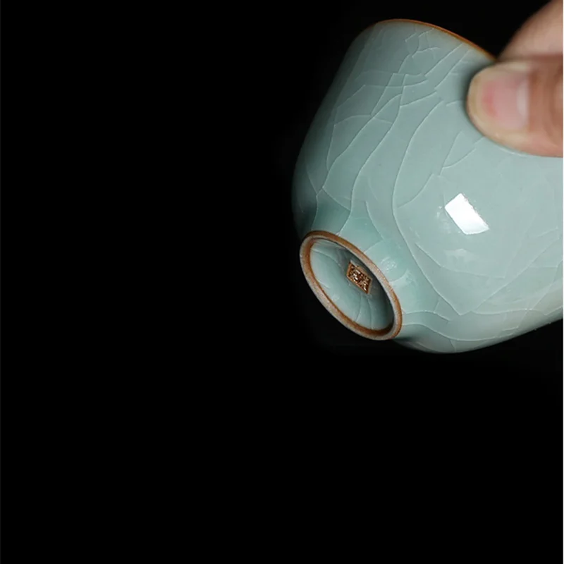 80ml one tea cup porcelain crackle glaze longquan celadon cup of tea marked Chinese cups Pu'er one piece on sales blue green
