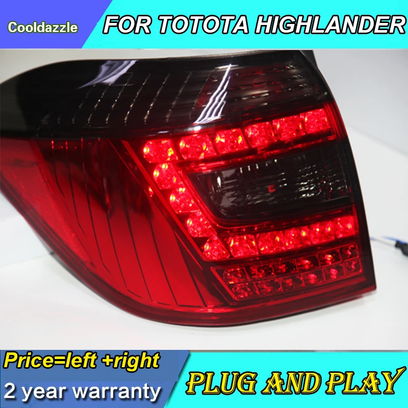 Светодиодный задний фонарь красного и черного цвета для TOYOTA задние фары для Highlander 2009 2010 2011 год парковка бег обратный поворотный сигнал