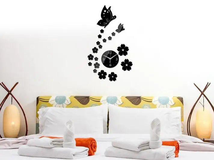 cheap DIY Hot Mirror Wall Stickers 3d Acrylic Europe Sticker Home Decor Poster Kitchen Butterfly Horse Large Wall Clock
