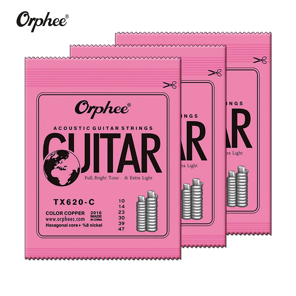

Orphee Good Use 6 pcs/1set (0.10-.047) Rainbow Colorful Guitar Strings 1st-6th For Acoustic Folk Guitar Classic Guitar Parts