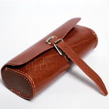 E0989 100% Pure handmade Bicycle Saddle bag Cowhide tool bag Retro Bicycle Hang back bag Black/Chocolate