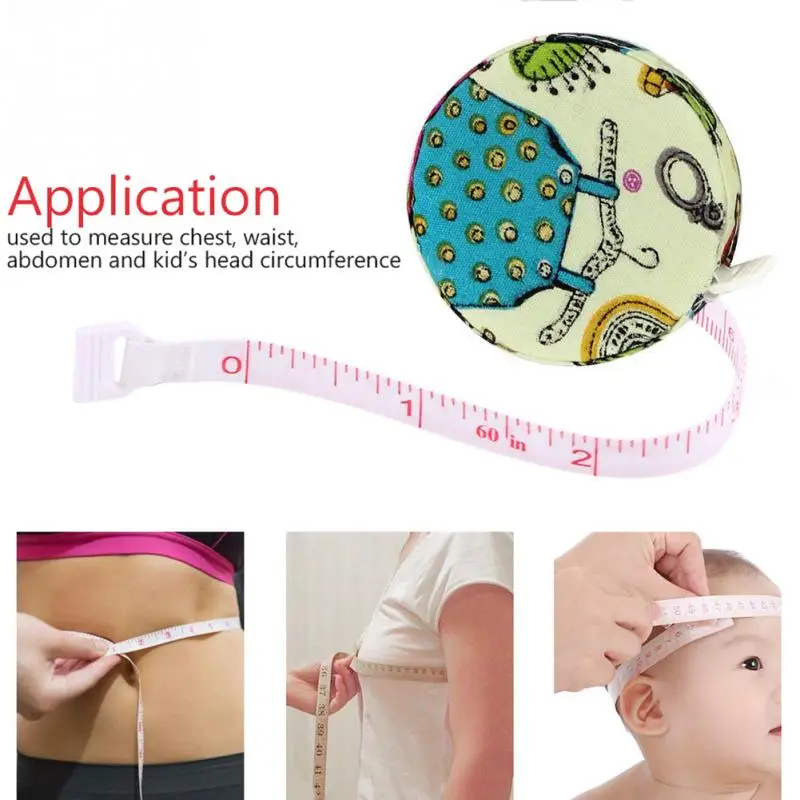 

New portable 1.5m retractable ruler centimeter/inch tape measure sewing mini ruler Colorful cute design Great for travel camping