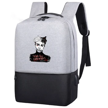 

XXXtentacion Gray&black Anti-Theft USB Charging 2019 New Laptop Backpacks Hip hop Multifunction Travel Mochila
