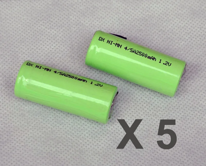 

5PCS 1.2V 4/5A rechargeable battery 2500mah 17430 4/5 A ni-mh nimh cell with welding tab pins for Braun Oral-B toothbrush