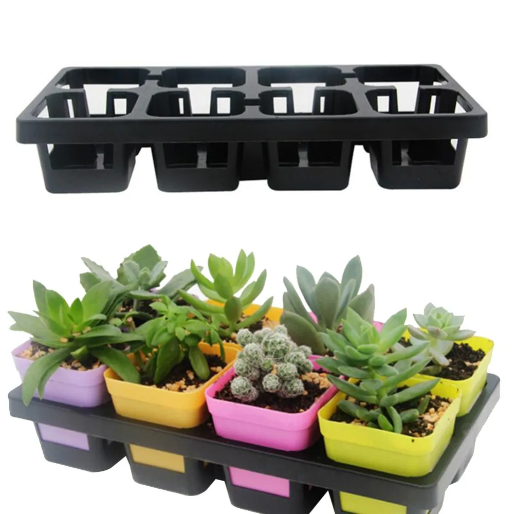 

8 Cells Grid Succulant Planter Plastic Flowerpot Plant Pot Seed Tray for Cactus Succulant Bean Sprouts Seedlings Small Flowers