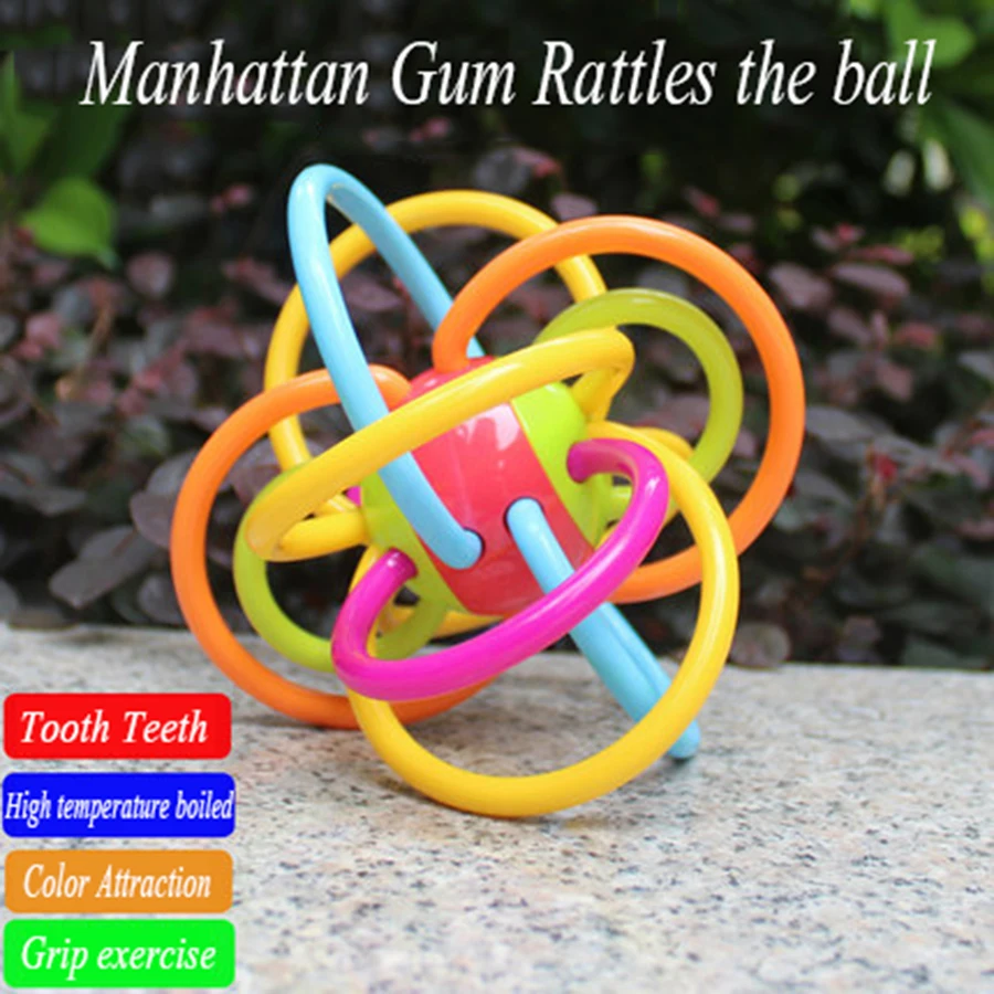 Silicone Toys Teether Baby Rattle Hand Bells Developmental Ball Bebek