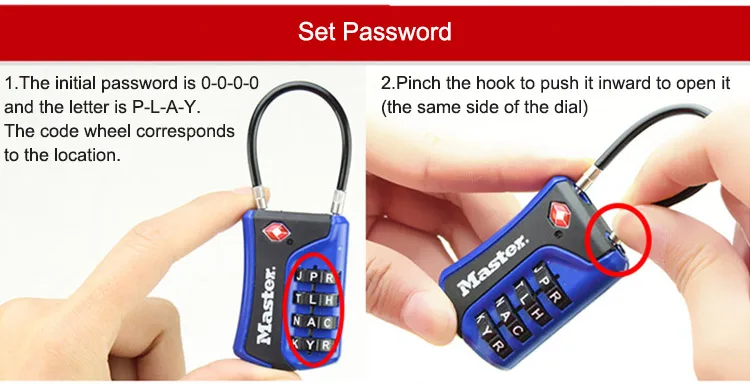 Master Lock TSA Luggage Lock WORD Numeric Combination Password Locks For Travel Luggage Suitcase Code Padlock Customs Lock  (7)