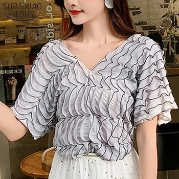 

Sexy V Collar Plus Size Tops Blusas Mujer De Moda 2019 Slash Neck Chiffon Blouse Womens Top and Blouses Womens Clothing 3686 50