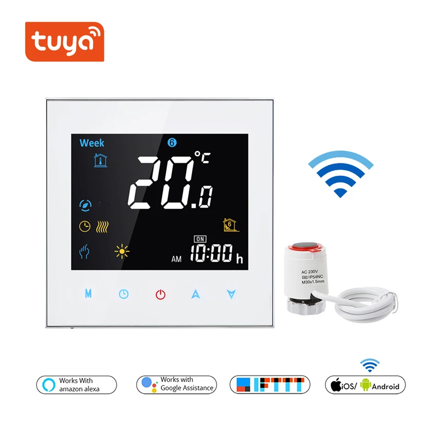 

WiFi Smart Thermostat Colorful Display For 3A Water Floor Heating With Electric Actuator for Manifolds and Valves Normally Close