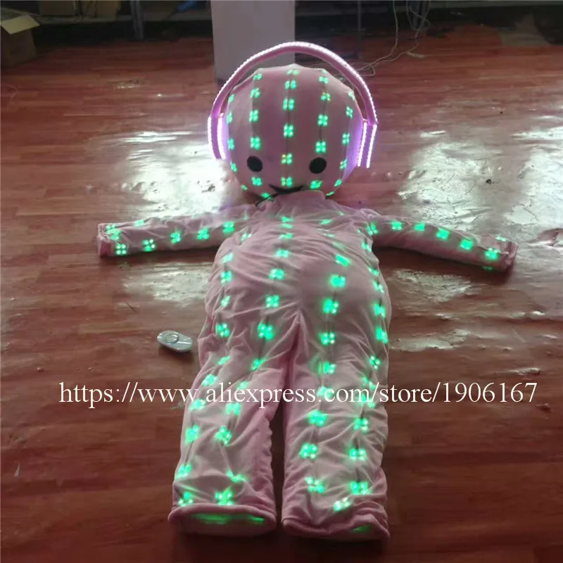 Красочные RGB светодиодные костюмы большая голова кукла Бальное танцевальное шоу