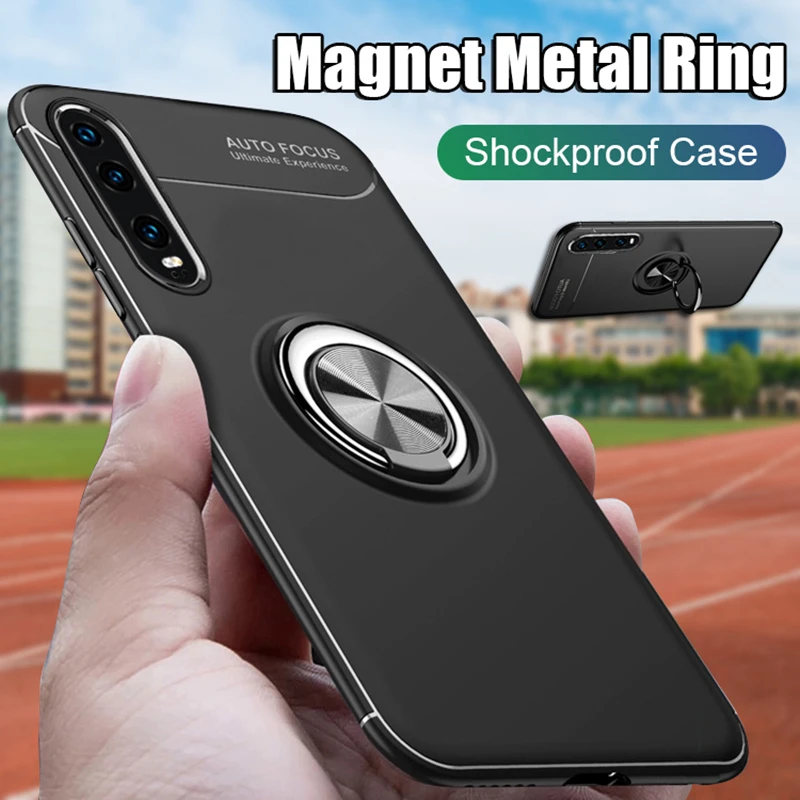 Luxury Car Magnetic Ring Soft Case On The For Huawei P30 Pro P20 Lite Full Cover soft Shockproof Bumper |