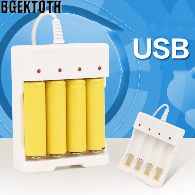 

BGEKTOTH 1.2V Universal Smart 4-Slot AA/AAA Rechargeable Battery Charger Adapter USB Plug #1