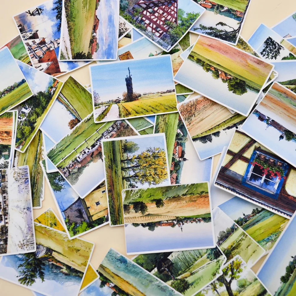 

46pcs Watercolor Natural Pastoral Scenery sticker Diary Notebook Planner / Handbook DIY letter thin Paper Sticker