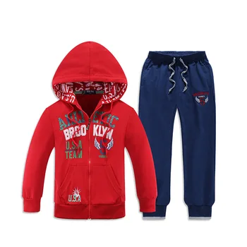

Boys Long Sleeve Hooded Casual Cardigan Hoodies 2PCS Set( Hoodies + Long Pant) Fashion Letters Pattern Autumn Zipper Hoodie Suit