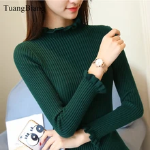 ^#Cheap Ruffled Collar Sweater Women Butterfly Full sleeve autumn female Sweater Winter Ladies Thick High elasticity Ruched jumpers 2019 ^#Cheap Ruffled Collar Sweater Women Butterfly Full sleeve autumn female Sweater Winter Ladies Thick High elasticity Ruched jumpers 2019