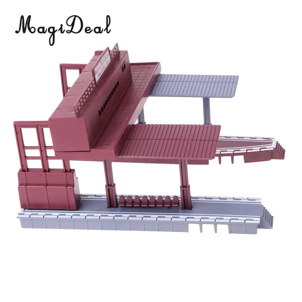 MagiDeal 1:87 Scale Train Station Simulation Layout HO Gauge Building Model Diorama for Train Track Landscape Children Toy