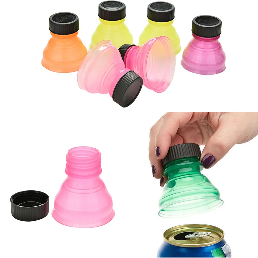 

6Pcs Eco-friendly Bottle Tops Cover Soda Saver Pop Beer Beverage Can Cap Flip Bottle Top Lid Protector Snap On #T2