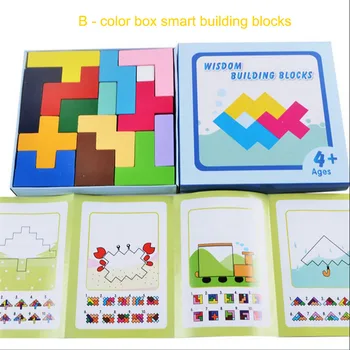 

Wooden 3D Tetris Game Baby Children Toy Tangram Brain Teaser Educational Jigsaw Puzzle Toys IQ Cube Puzzle Wooden Chrismas Gift