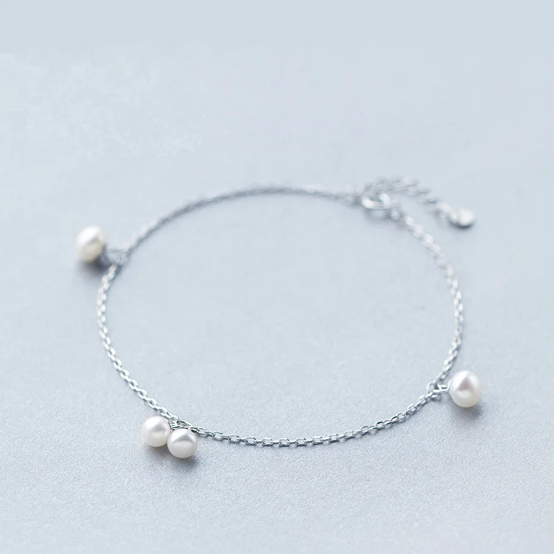 

La MaxZa Round Simulated Pearl Charm Bracelets For Women Fashion Designer Jewelry Luxury 925 Sterling Silver Bracelet Minimalist
